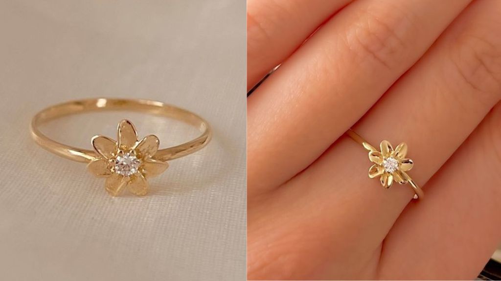 Flower Design Gold Ring