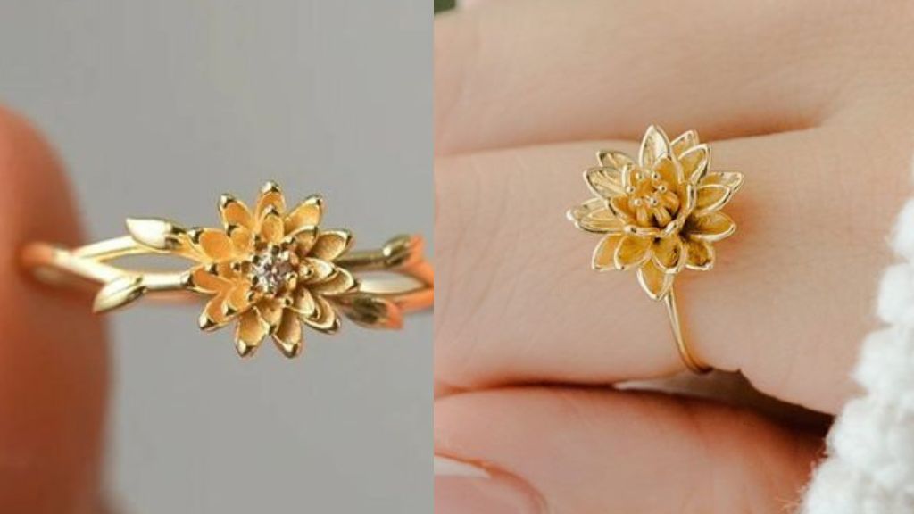 Flower Design Gold Ring