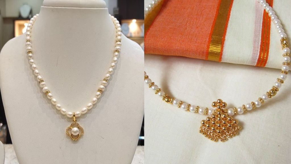 Pearl Necklace with Gold Pendant