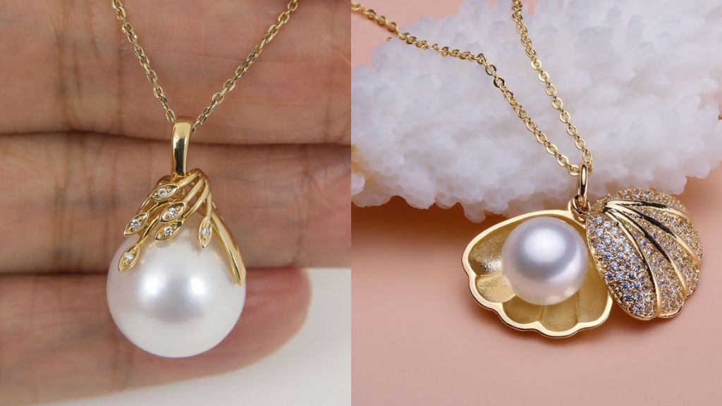 Pearl Necklace with Gold Pendant