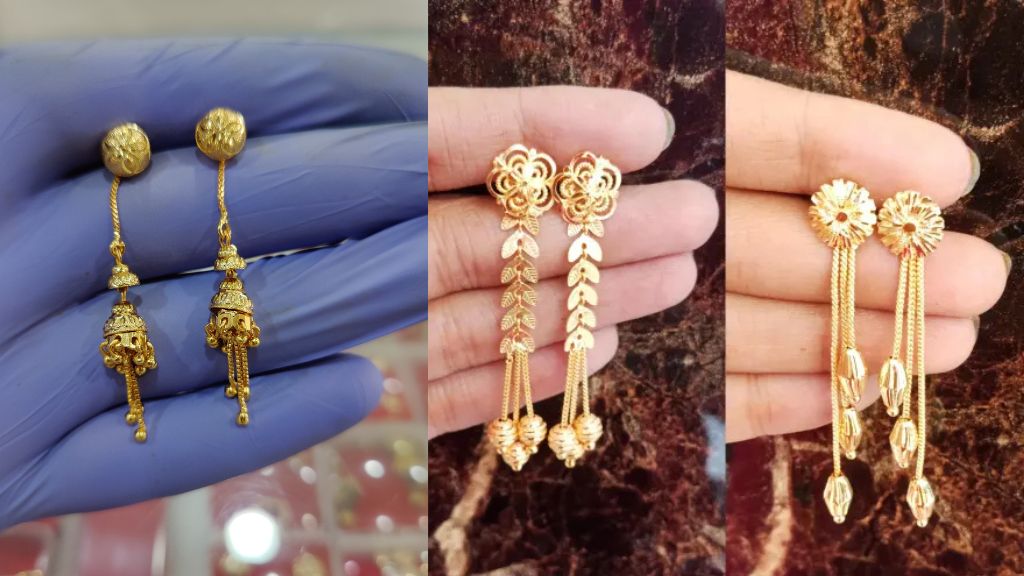 Sui Dhaga Gold Earrings