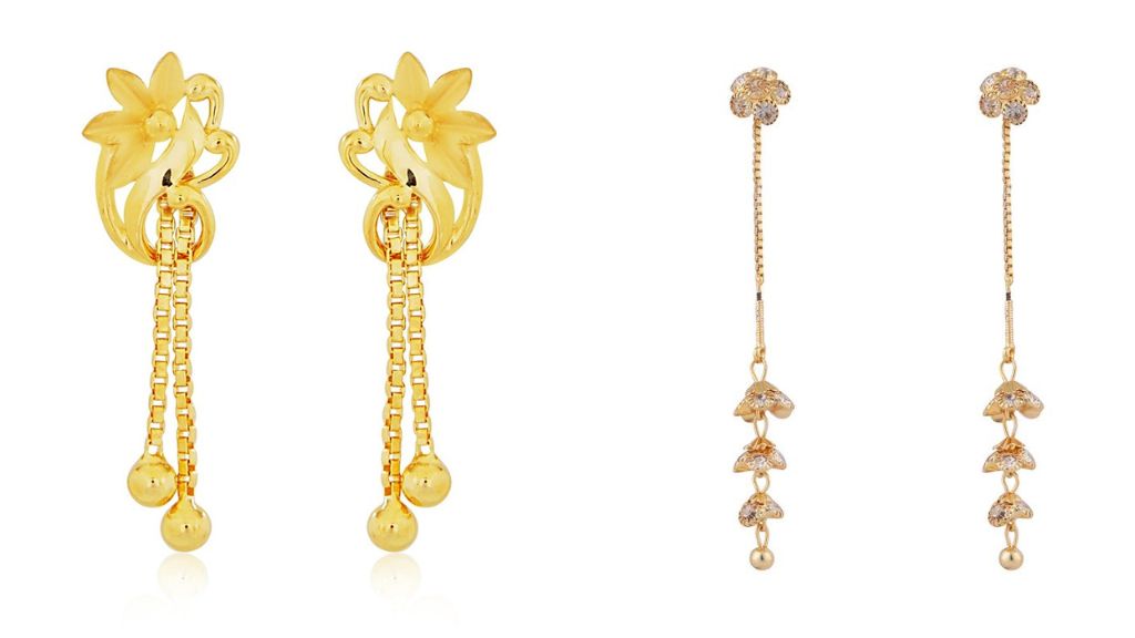 Sui Dhaga Gold Earrings