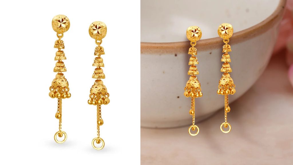 Sui Dhaga Gold Earrings