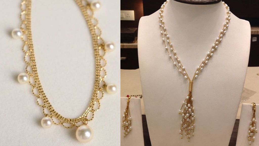 Pearl Necklace with Gold Pendant