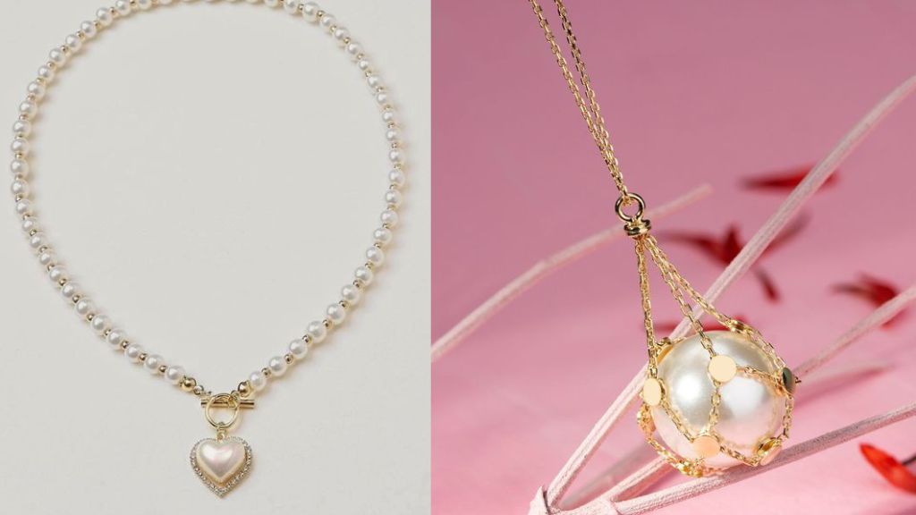 Pearl Necklace with Gold Pendant