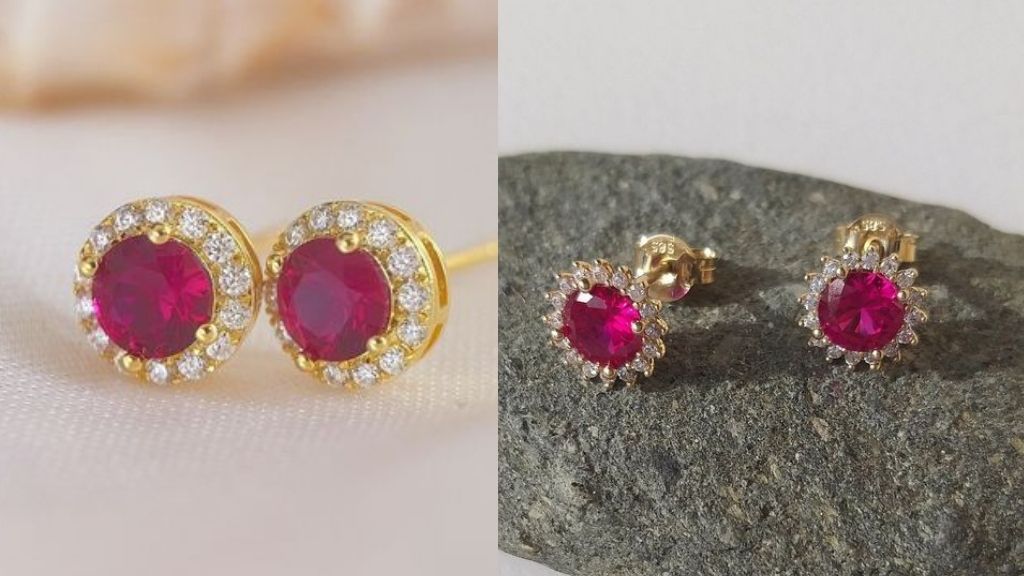 Ruby Earrings Gold