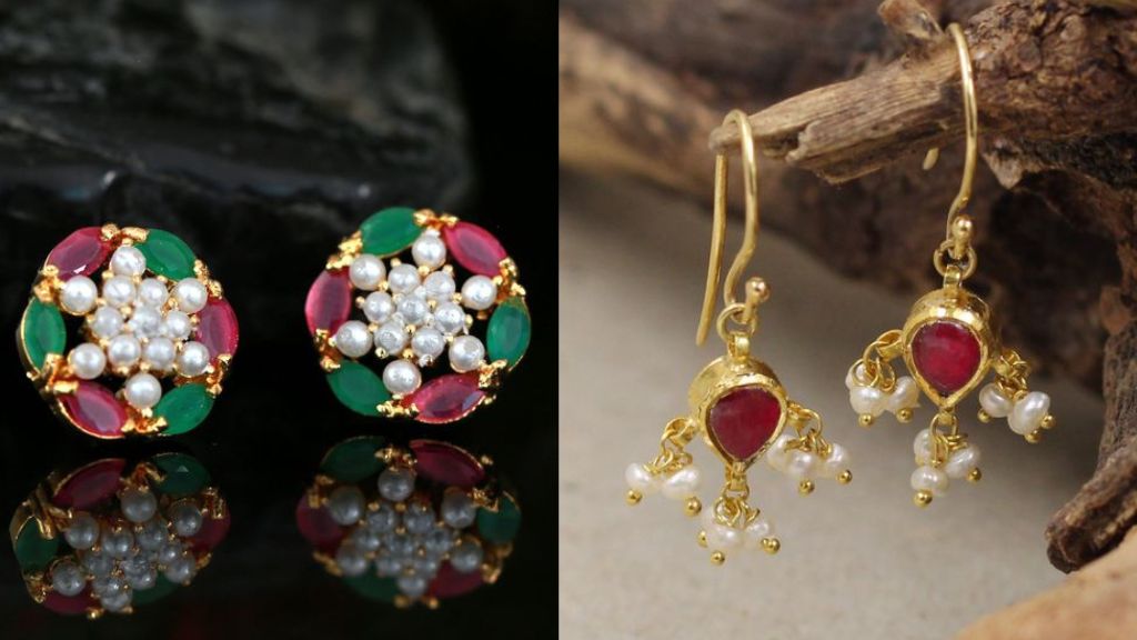 Ruby Earrings Gold