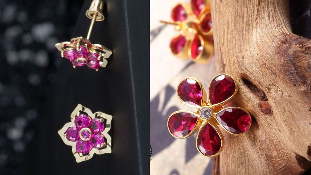 Ruby Earrings Gold