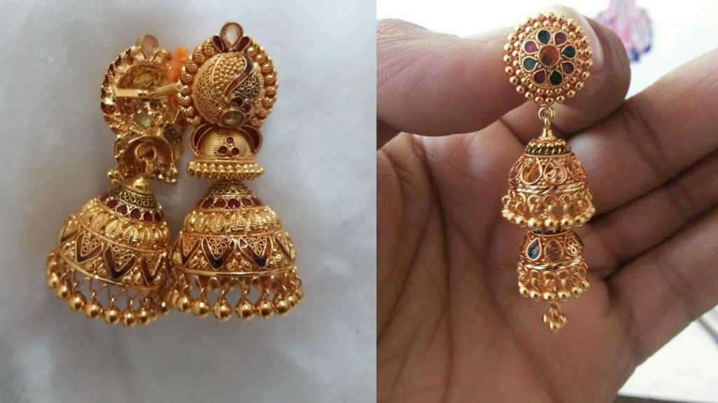 2 Layer Jhumka Design Gold