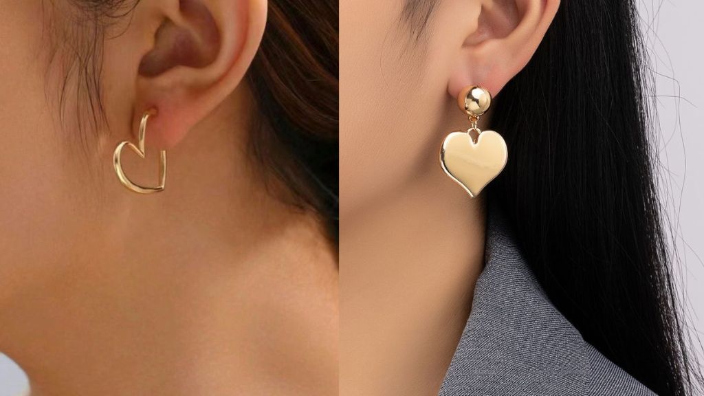 Heart Shape Gold Earrings