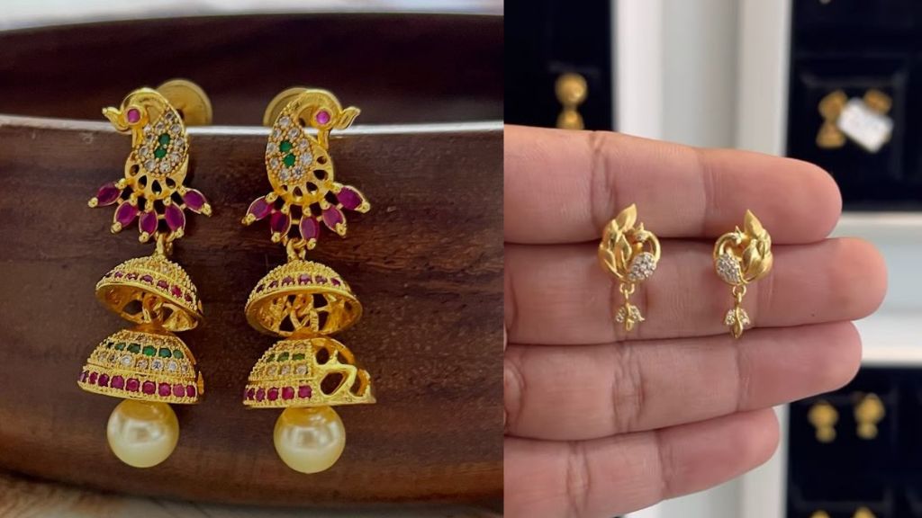 Peacock Earrings Gold