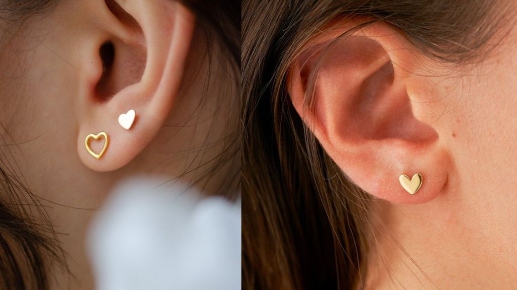 Heart Shape Gold Earrings