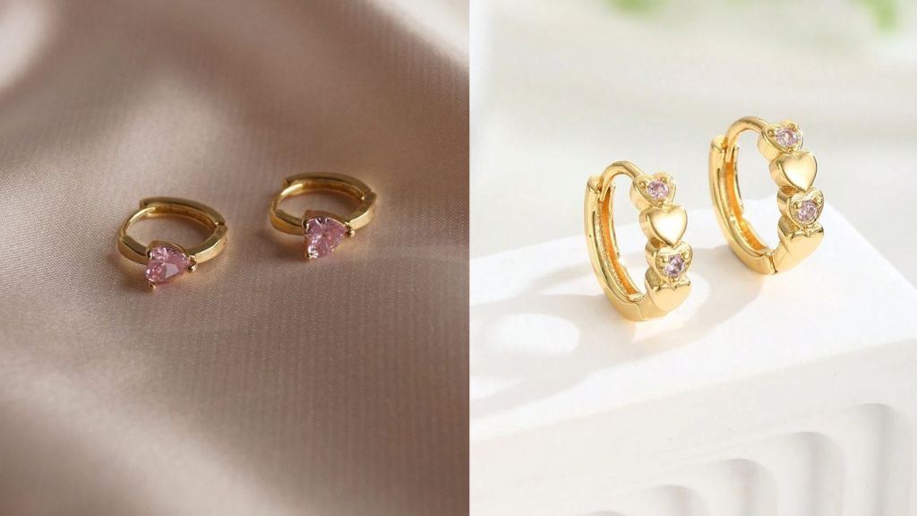 Heart Shape Gold Earrings