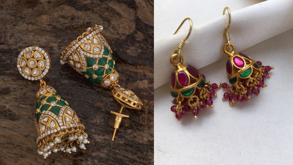 Green Stone Golden Earrings