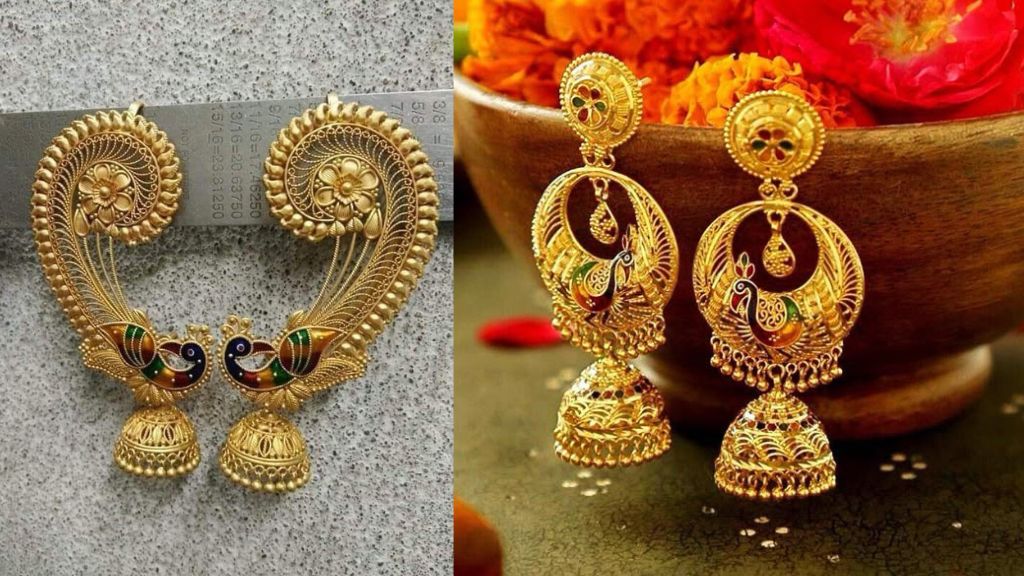 Peacock Earrings Gold