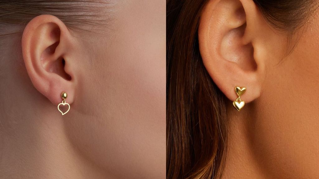 Heart Shape Gold Earrings