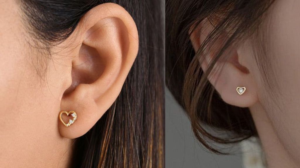 Heart Shape Gold Earrings